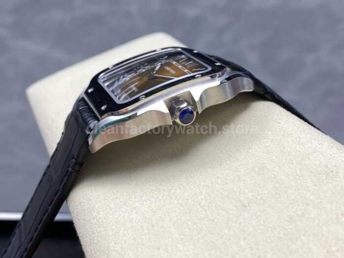 BV Factory Cartier Santos WSSA0064 39.8mm Leather Strap Roman Numerals Brown Dial 5 Super Clone Watch,Clean Factory Watch