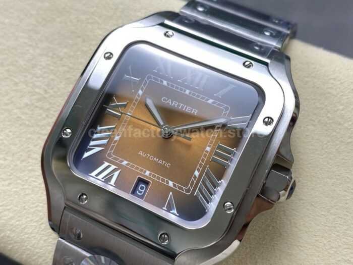 BV Factory Cartier Santos WSSA0064 39.8mm Roman Numerals Brown Dial 2 Super Clone Watch,Clean Factory Watch
