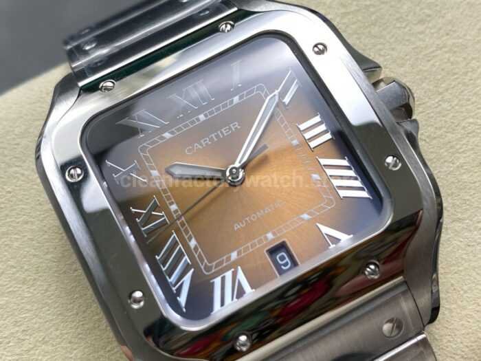 BV Factory Cartier Santos WSSA0064 39.8mm Roman Numerals Brown Dial 3 Super Clone Watch,Clean Factory Watch
