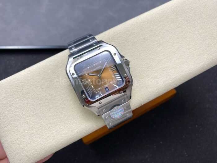 BV Factory Cartier Santos WSSA0064 39.8mm Roman Numerals Brown Dial 6 Super Clone Watch,Clean Factory Watch