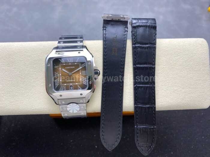 BV Factory Cartier Santos WSSA0064 39.8mm Roman Numerals Brown Dial 8 Super Clone Watch,Clean Factory Watch