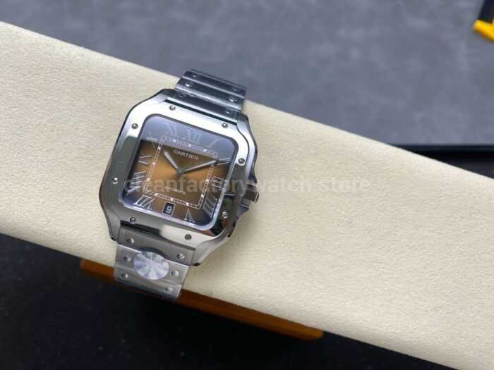 BV Factory Cartier Santos WSSA0064 39.8mm Roman Numerals Brown Dial 9 Super Clone Watch,Clean Factory Watch