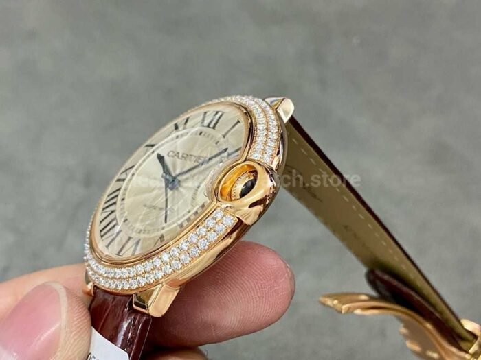 Cartier Ballon Bleu Modification and customization 18k gold-plated moissanous Bezel Silver Dial - Image 6