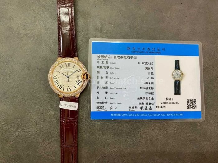 Cartier Ballon Bleu Modification and customization 18k gold-plated moissanous Bezel Silver Dial - Image 9