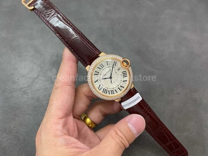 Cartier Ballon Bleu Modification and customization 18k gold-plated moissanous Bezel Silver Dial - Image 4