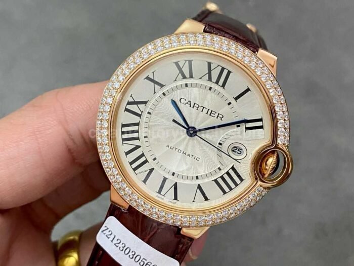 Cartier Ballon Bleu Modification and customization 18k gold-plated moissanous Bezel Silver Dial - Image 3