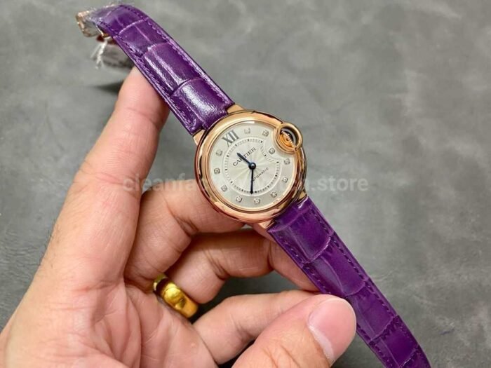 Cartier Ballon Bleu Modification and customization 33mm 18k gold-plated moissanous diamonds Silver Dial - Image 4