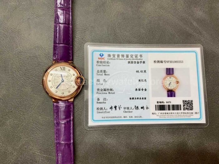 Cartier Ballon Bleu Modification and customization 33mm 18k gold-plated moissanous diamonds Silver Dial - Image 9