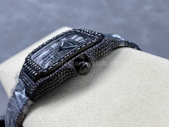 Cartier Santos Modification and customization moissanous diamonds Black Dial - Image 7