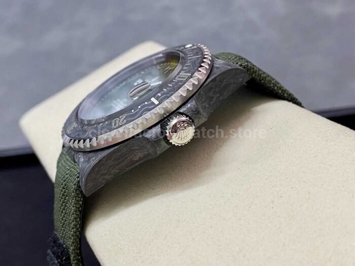 DIW Factory Rolex Sea-Dweller 126600 43mm Limited Edition Carbon Fiber Canvas Strap Middle Eastern Digital Green Dial - Image 6