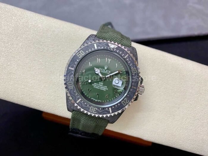 DIW Factory Rolex Sea-Dweller 126600 43mm Limited Edition Carbon Fiber Canvas Strap Middle Eastern Digital Green Dial - Image 4