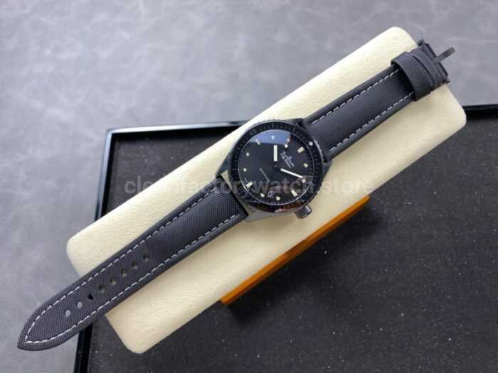 GF Factory Blancpain Fifty Fathoms Bathyscaphe 5000 0130 B52A 43mm Ceramic Textile Strap Black Dial 6 Super Clone Watch,Clean Factory Watch