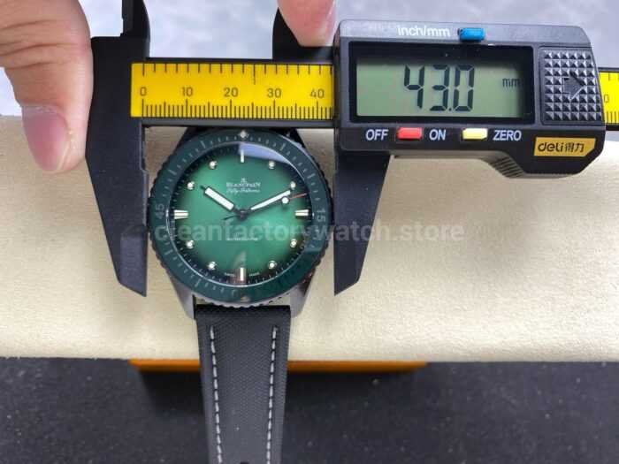 GF Factory Blancpain Fifty Fathoms Bathyscaphe 5005 0153 NABA 43mm Ceramic Textile Strap Green Dial 10 Super Clone Watch,Clean Factory Watch