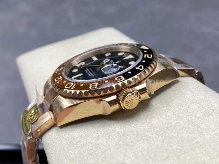 Gold Factory Rolex Rootbeer GMT MASTER II 126715CHNR 0001 40mm Full Rose Gold Black Dial 1 Super Clone Watch,Clean Factory Watch