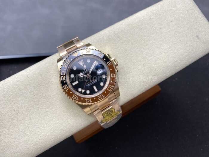Gold Factory Rolex Rootbeer GMT MASTER II 126715CHNR 0001 40mm Full Rose Gold Black Dial 7 Super Clone Watch,Clean Factory Watch