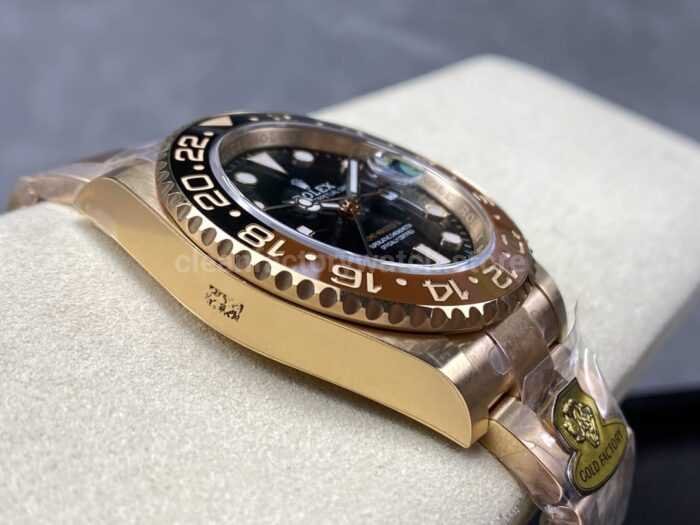 Gold Factory Rolex Rootbeer GMT MASTER II 126715CHNR 0001 40mm Full Rose Gold Black Dial 8 Super Clone Watch,Clean Factory Watch