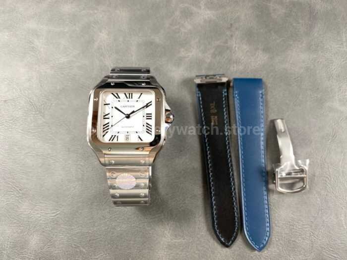J12 Factory Cartier Santos WSSA0018 39.8mm Roman Numerals Silver Dial 1 Super Clone Watch,Clean Factory Watch