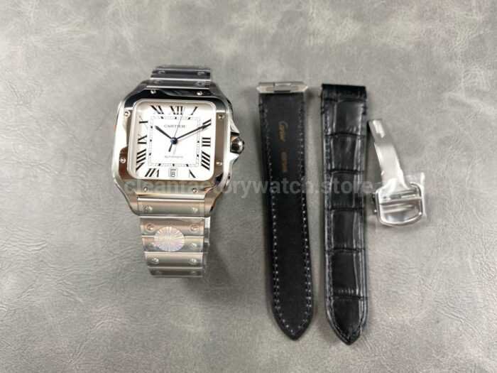 J12 Factory Cartier Santos WSSA0018 39.8mm Roman Numerals Silver Dial 2 Super Clone Watch,Clean Factory Watch