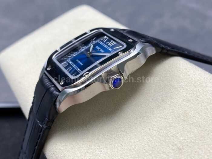 J12 Factory Cartier Santos WSSA0063 35.1mm Leather Strap Roman Numerals Blue Dial 3 Super Clone Watch,Clean Factory Watch