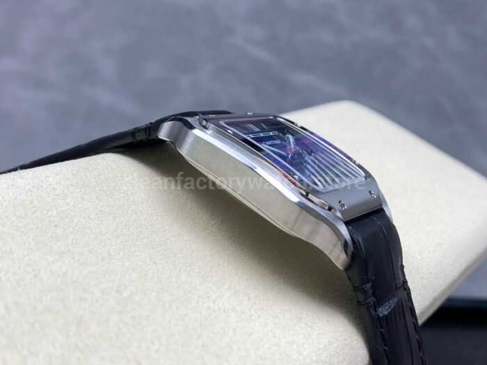 J12 Factory Cartier Santos WSSA0063 35.1mm Leather Strap Roman Numerals Blue Dial 5 Super Clone Watch,Clean Factory Watch