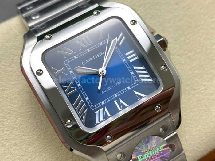 J12 Factory Cartier Santos WSSA0063 39.8mm Roman Numerals Blue Dial 1 Super Clone Watch,Clean Factory Watch