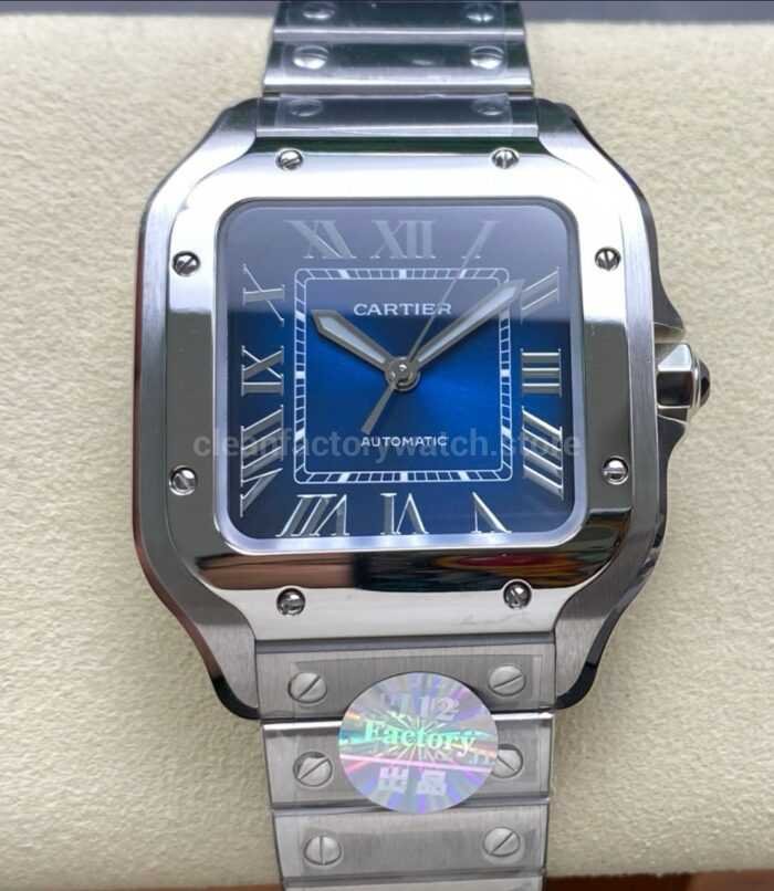 J12 Factory Cartier Santos WSSA0063 39.8mm Roman Numerals Blue Dial 10 Super Clone Watch,Clean Factory Watch