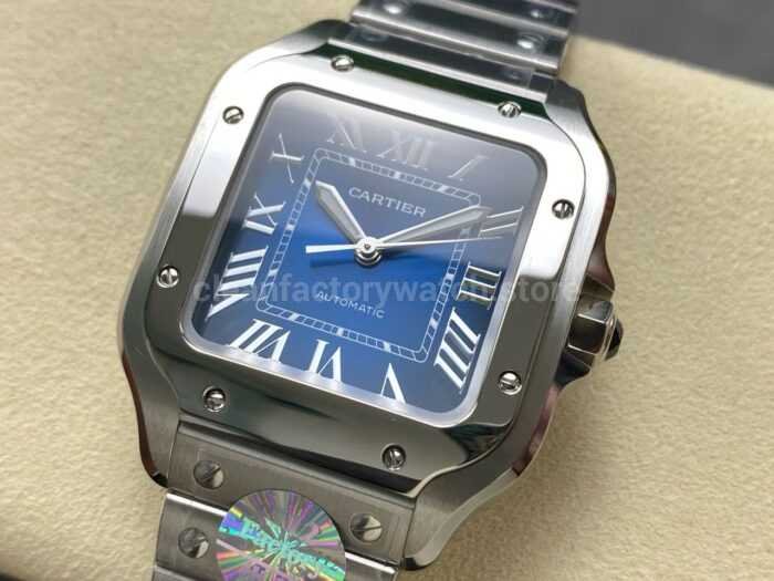J12 Factory Cartier Santos WSSA0063 39.8mm Roman Numerals Blue Dial 3 Super Clone Watch,Clean Factory Watch