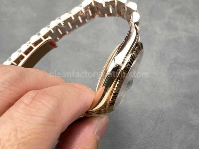 KF Factory Counterweight Rolex Day Date 228235 0055 40mm Full Rose Gold Roman Numera 3 Super Clone Watch,Clean Factory Watch