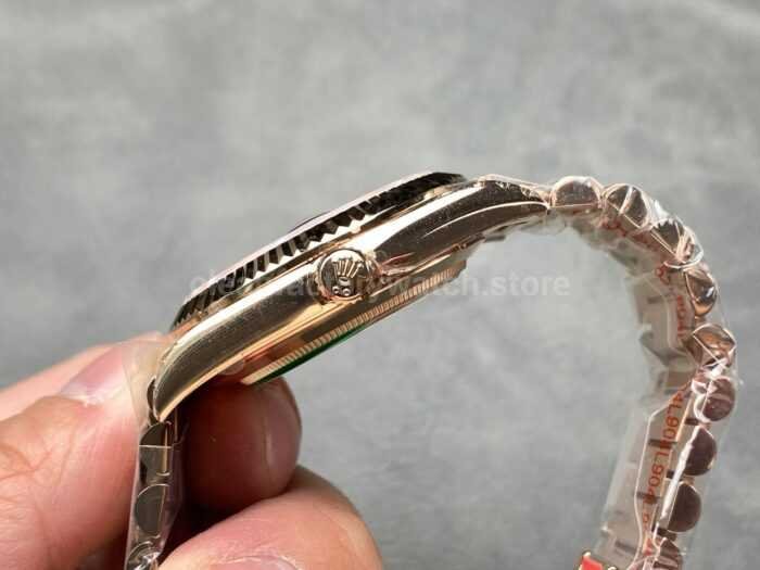 KF Factory Counterweight Rolex Day Date 228235 0055 40mm Full Rose Gold Roman Numera 6 Super Clone Watch,Clean Factory Watch