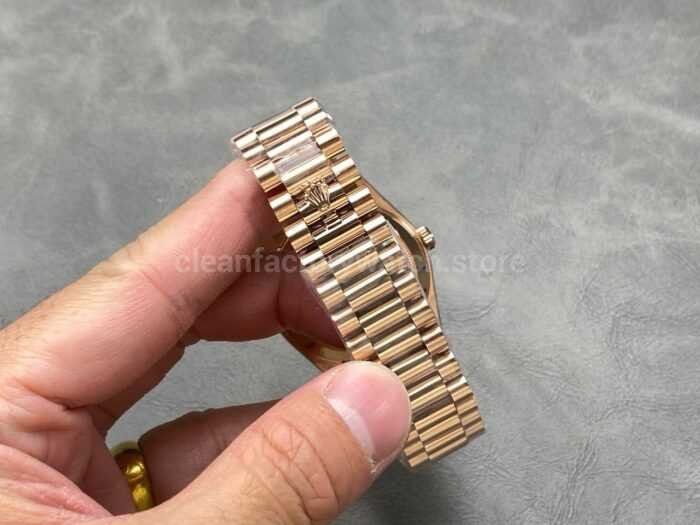 KF Factory Counterweight Rolex Day Date 228235 0055 40mm Full Rose Gold Roman Numera 8 Super Clone Watch,Clean Factory Watch
