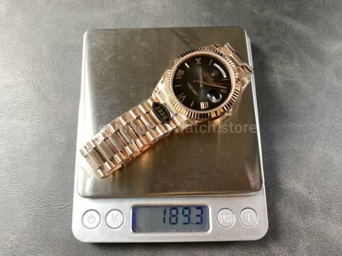 KF Factory Counterweight Rolex Day Date 228235 0055 40mm Full Rose Gold Roman Numerals 1 Super Clone Watch,Clean Factory Watch