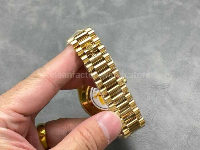 KF Factory Counterweight Rolex Day Date 228238 0006 40mm Full Yellow Gold Roman Numerals Champagne Dial Super Clone Watch,Clean Factory Watch