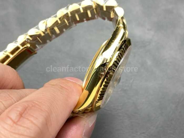 KF Factory Counterweight Rolex Day Date 228238 0006 40mm Full Yellow Gold Roman Numerals Champagne Dial 1 Super Clone Watch,Clean Factory Watch