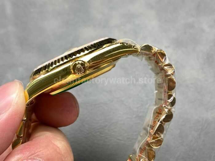 KF Factory Counterweight Rolex Day Date 228238 0006 40mm Full Yellow Gold Roman Numerals Champagne Dial 3 Super Clone Watch,Clean Factory Watch