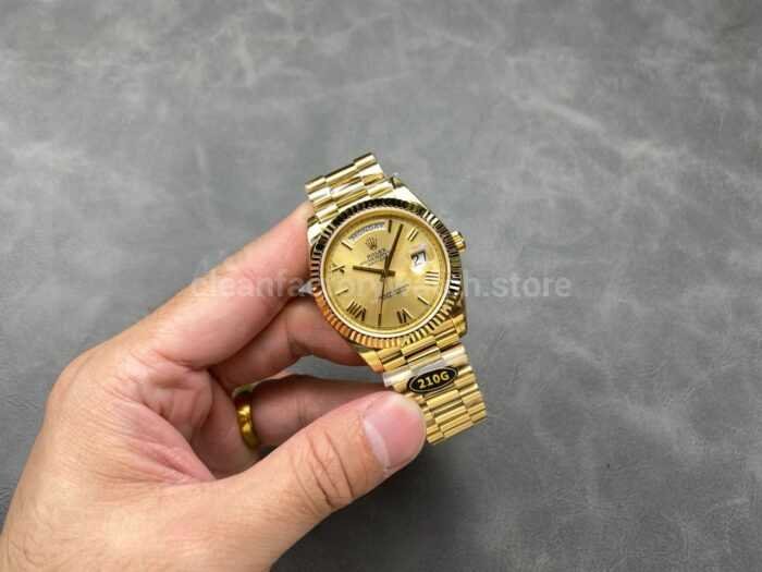 KF Factory Counterweight Rolex Day Date 228238 0006 40mm Full Yellow Gold Roman Numerals Champagne Dial 7 Super Clone Watch,Clean Factory Watch
