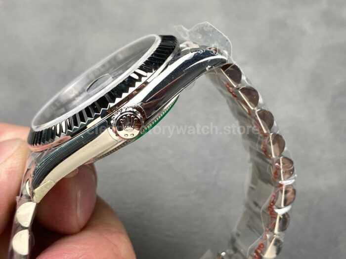 KF Factory Counterweight Rolex Day Date 228239 0076 40mm Full White Gold Roman Numer 4 Super Clone Watch,Clean Factory Watch