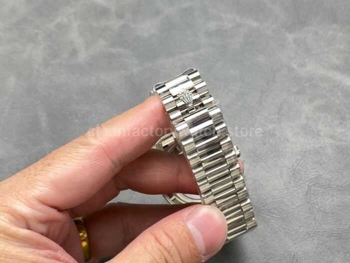 KF Factory Counterweight Rolex Day Date 228239 0076 40mm Full White Gold Roman Numeral 1 Super Clone Watch,Clean Factory Watch