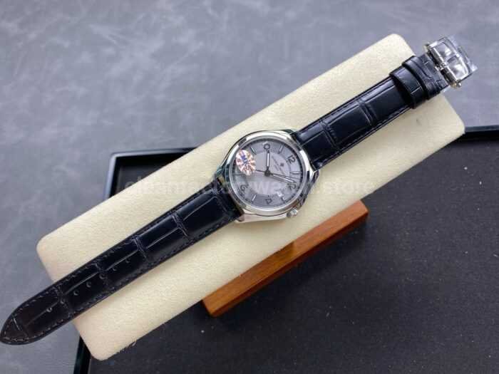 MKS Factory Vacheron Constantin Fiftysix 4600E000A B442 40mm Steel Leather Strap Arabic Numerals Silver Dial 1 Super Clone Watch,Clean Factory Watch