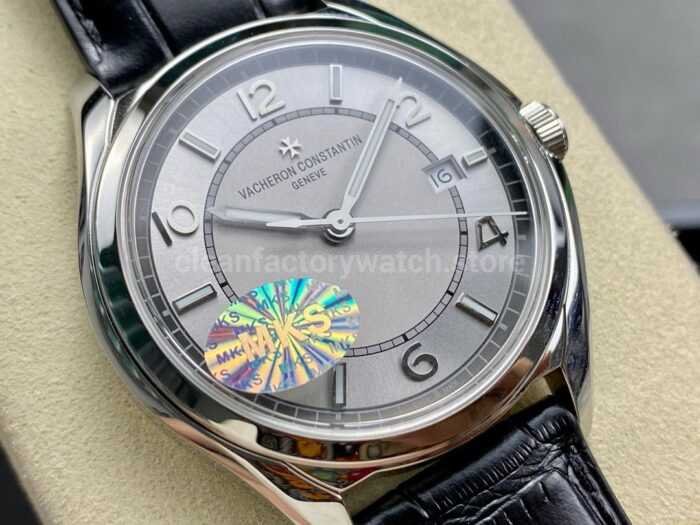 MKS Factory Vacheron Constantin Fiftysix 4600E000A B442 40mm Steel Leather Strap Arabic Numerals Silver Dial 6 Super Clone Watch,Clean Factory Watch
