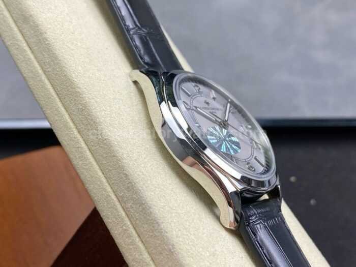 MKS Factory Vacheron Constantin Fiftysix 4600E000A B442 40mm Steel Leather Strap Arabic Numerals Silver Dial 7 Super Clone Watch,Clean Factory Watch