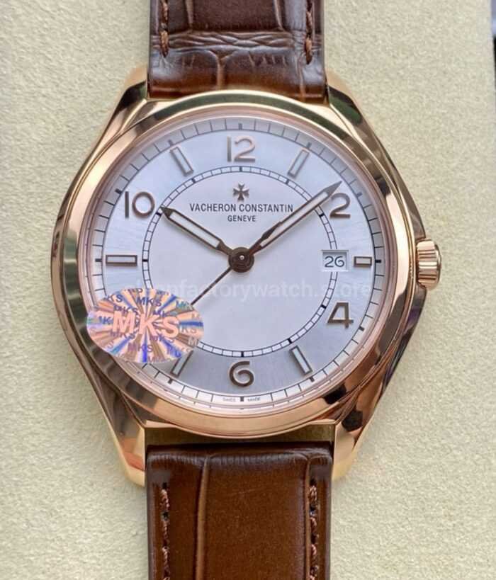 MKS Factory Vacheron Constantin Fiftysix 4600E000R B441 40mm Steel Leather Strap Arabic Numerals Silver Dial 3 Super Clone Watch,Clean Factory Watch
