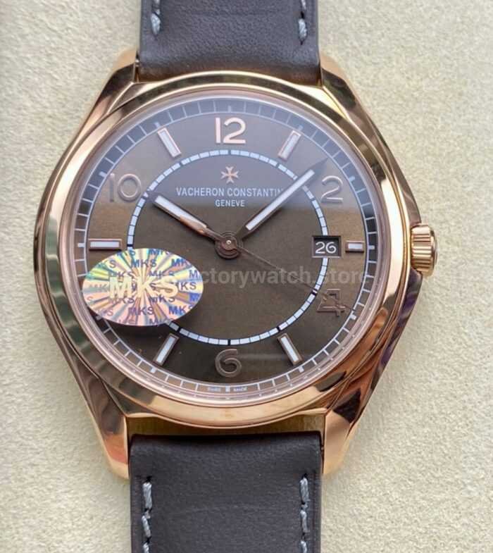 MKS Factory Vacheron Constantin Fiftysix 4600E000R B576 40mm Rose gold Leather Strap Arabic Numerals Brown Dial 1 Super Clone Watch,Clean Factory Watch