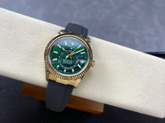 Noob Factory Rolex Sky-Dweller 336238 42mm Yellow Gold OysterFlex Green Dial - Image 5