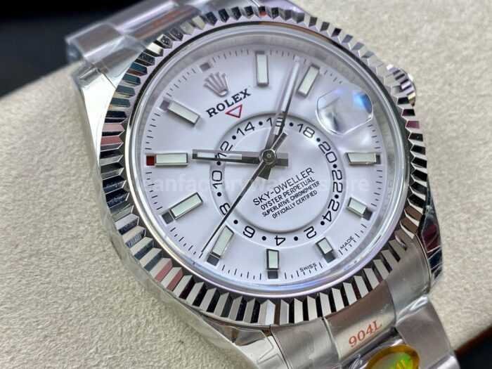 Noob Factory Rolex Sky Dweller 336934 0003 42mm Full 904L White Dial 5 Super Clone Watch,Clean Factory Watch