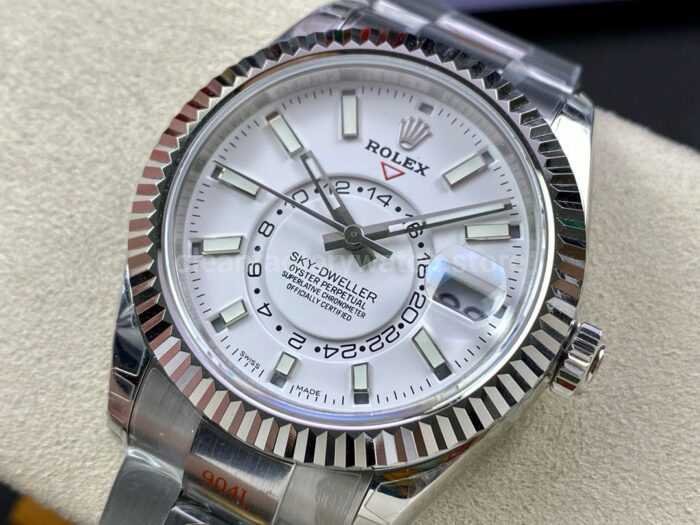 Noob Factory Rolex Sky Dweller 336934 0003 42mm Full 904L White Dial 8 Super Clone Watch,Clean Factory Watch