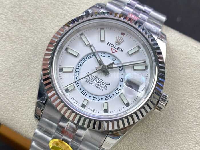 Noob Factory Rolex Sky Dweller 336934 0004 42mm Full 904L White Dial Jubilee 9 Super Clone Watch,Clean Factory Watch