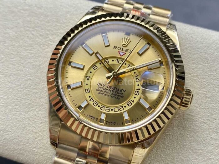 Noob Factory Rolex Sky-Dweller 336938-0004 42mm Full Yellow Gold Champagne Dial Jubilee - Image 3
