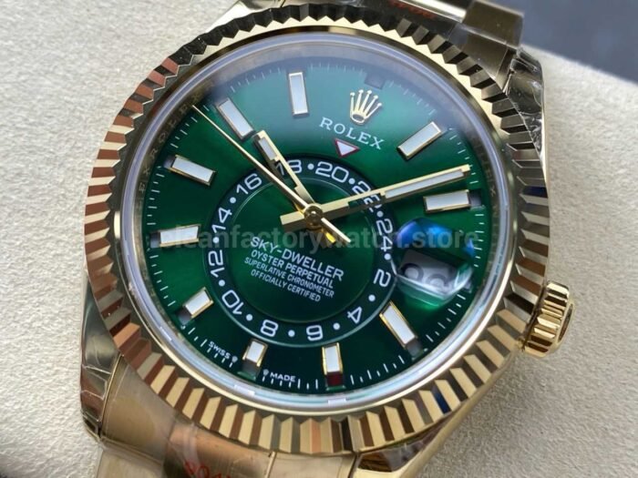 Noob Factory Rolex Sky-Dweller 336938-0007 42mm Yellow Gold Green Dial - Image 3