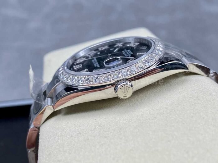 Rolex Datejust 126334 Modified and customized moissanite bezel Black Dial - Image 7