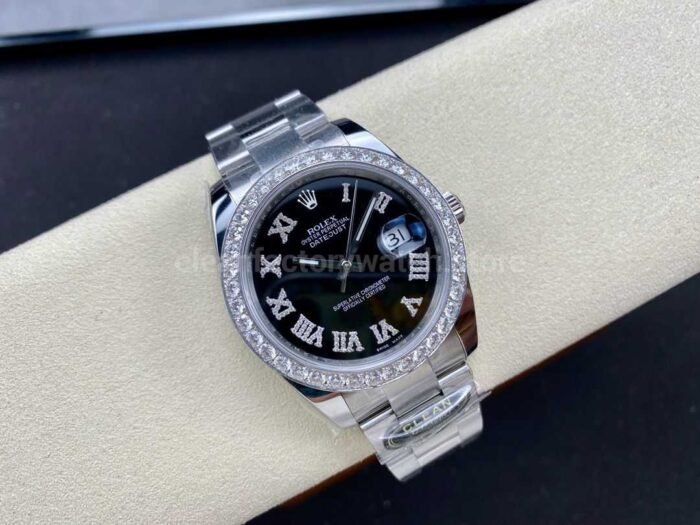 Rolex Datejust 126334 Modified and customized moissanite bezel Black Dial - Image 4